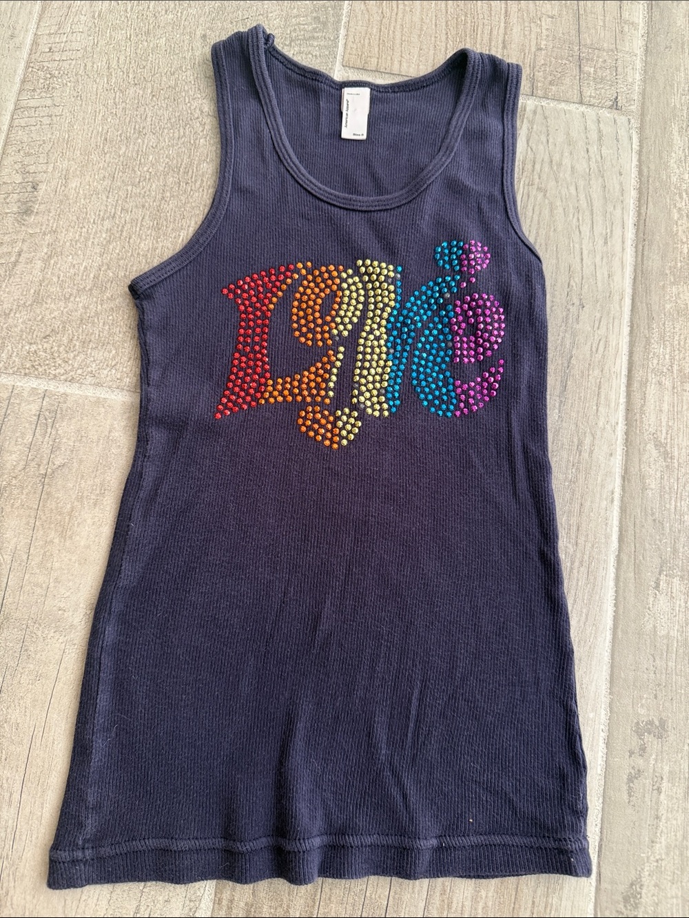 American Apparel Navy Tank Top with Rainbow Stud 'Love' Graphic